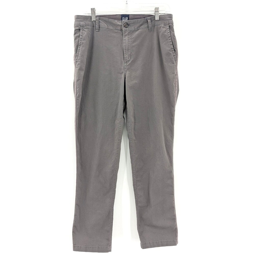 Gap Relaxed Girlfriend Gray Straight Leg Mid Rise Womens Chino Pants Size 32x28